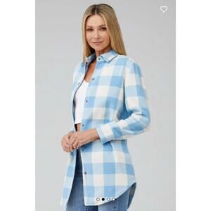 BB Dakota for Anthropologie ELDRIDGE SHACKET in light blue plaid. Retails $145